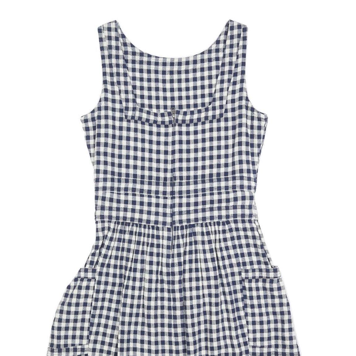 FAT FACE Womens Blue & White Gingham Cotton Blend Day Dress Sleeveless UK 8