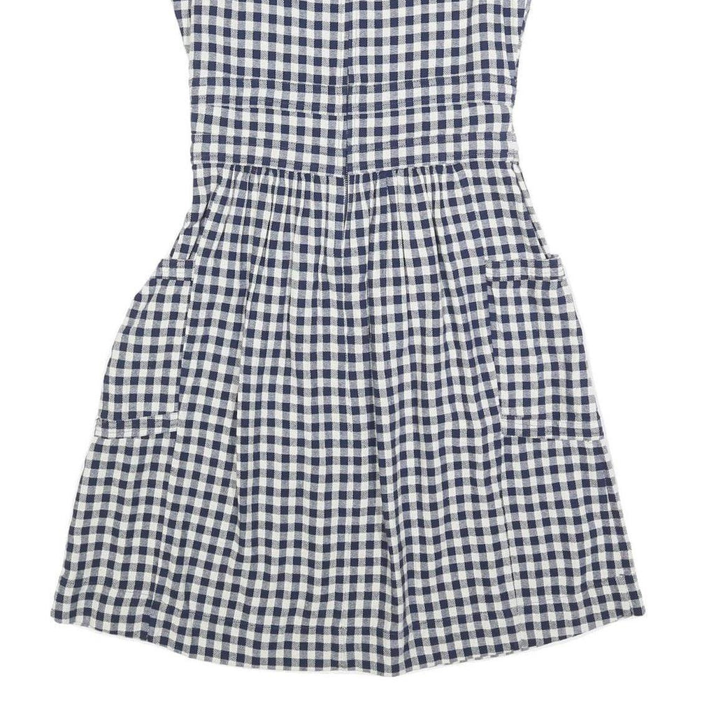 FAT FACE Womens Blue & White Gingham Cotton Blend Day Dress Sleeveless UK 8