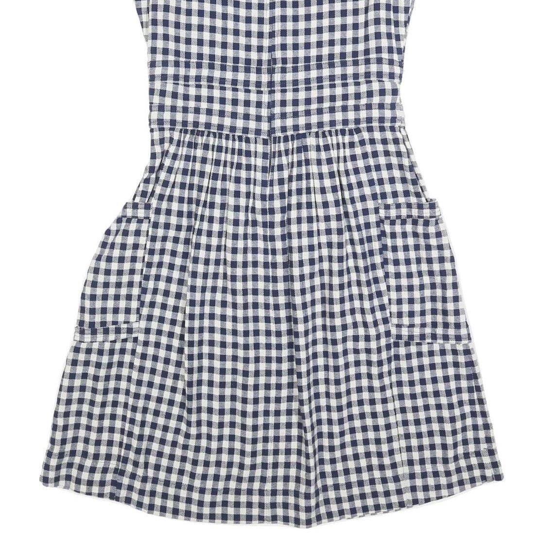 FAT FACE Womens Blue & White Gingham Cotton Blend Day Dress Sleeveless UK 8