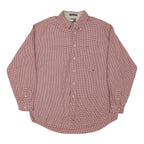 TOMMY HILFIGER Mens Red & White Check Shirt XL Casual Cotton Blend Long Sleeve
