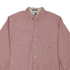 TOMMY HILFIGER Mens Red & White Check Shirt XL Casual Cotton Blend Long Sleeve