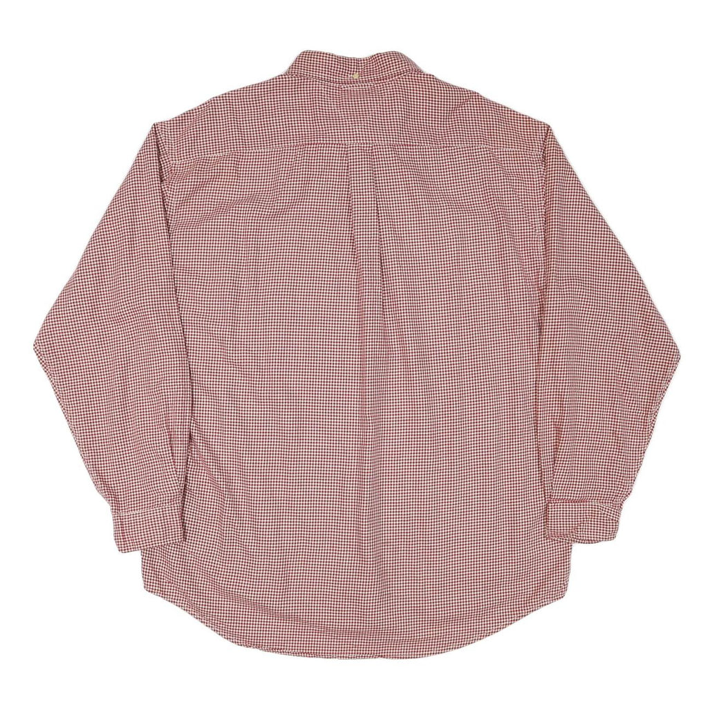 TOMMY HILFIGER Mens Red & White Check Shirt XL Casual Cotton Blend Long Sleeve