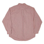 TOMMY HILFIGER Mens Red & White Check Shirt XL Casual Cotton Blend Long Sleeve