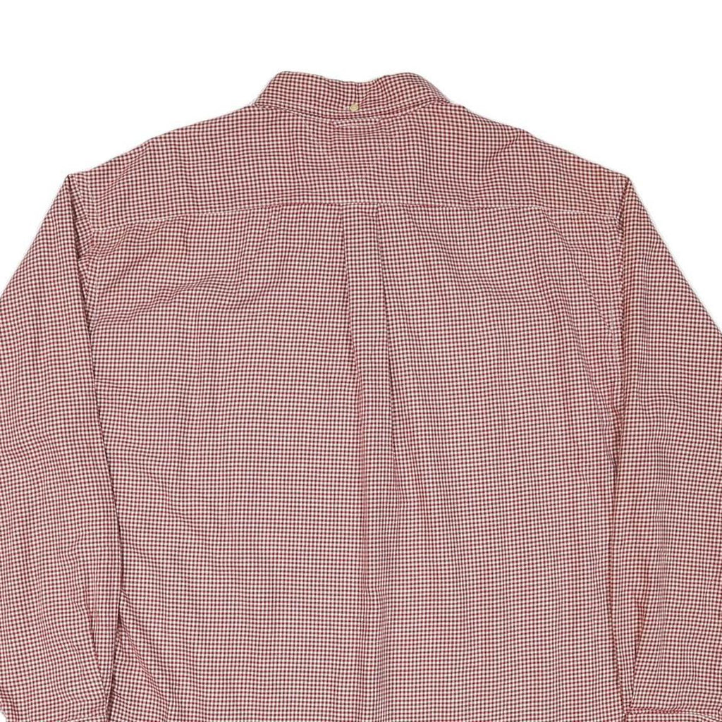 TOMMY HILFIGER Mens Red & White Check Shirt XL Casual Cotton Blend Long Sleeve