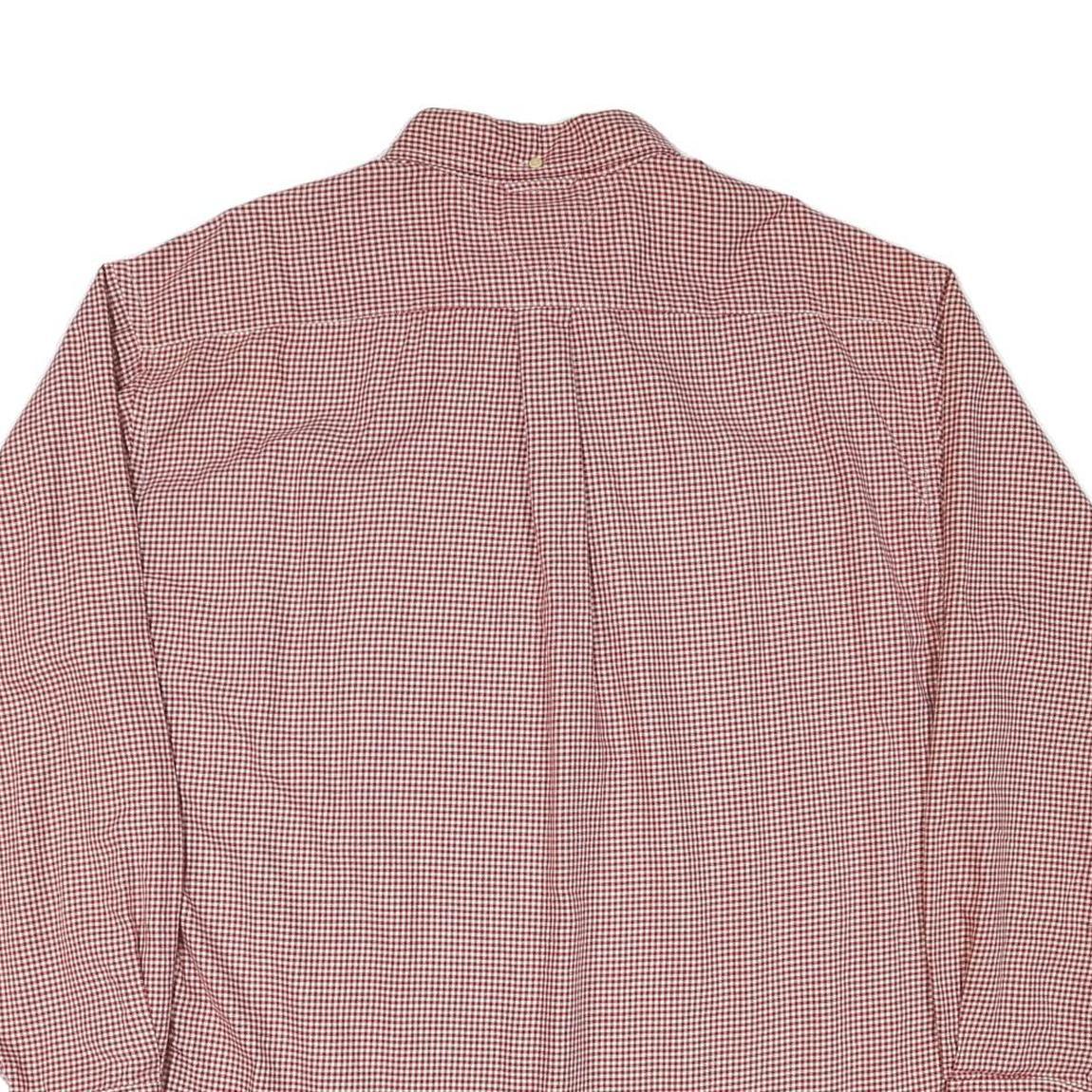 TOMMY HILFIGER Mens Red & White Check Shirt XL Casual Cotton Blend Long Sleeve