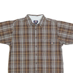 DICKIES Mens Brown & Beige Plaid Shirt XL Workwear Cotton Casual Button-Up