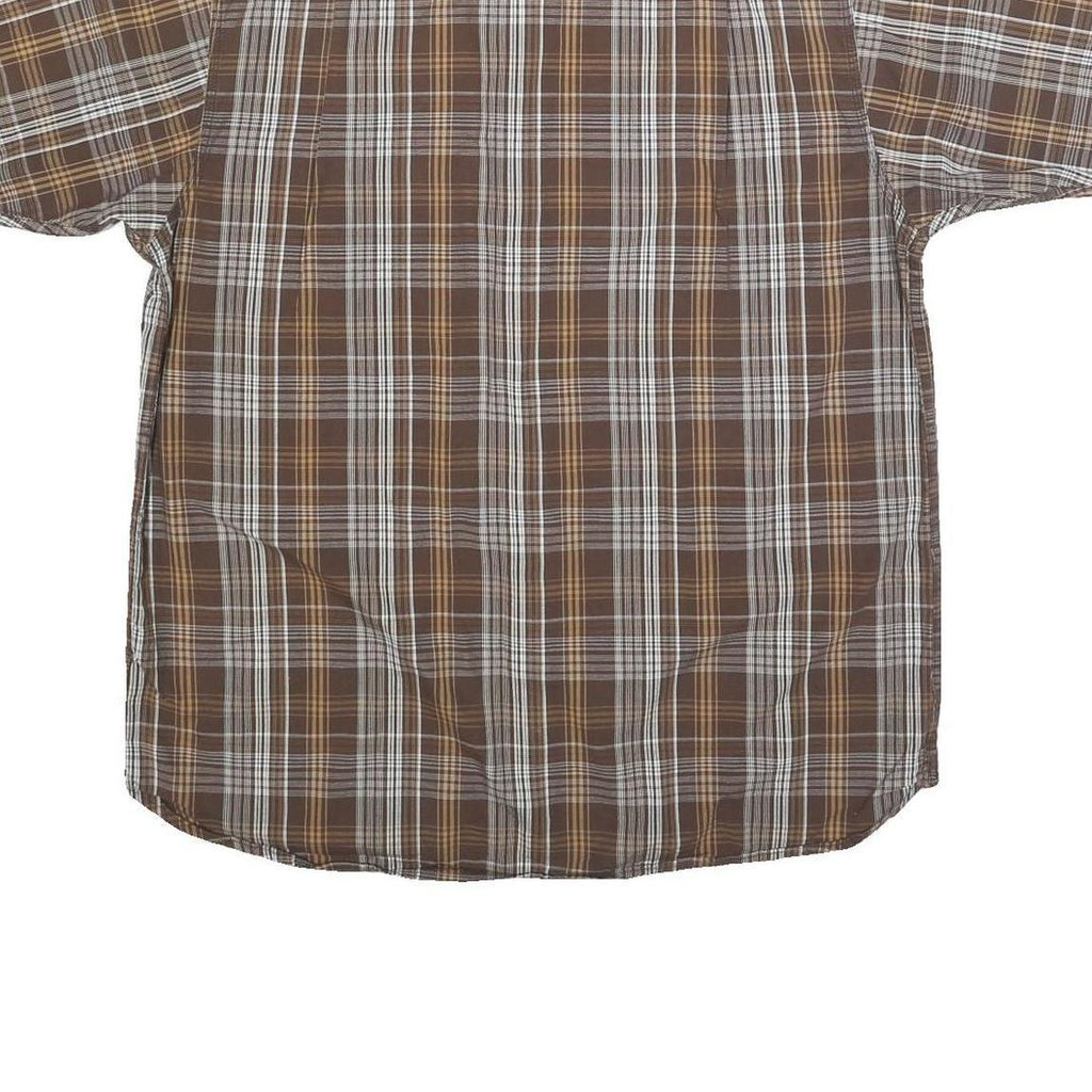 DICKIES Mens Brown & Beige Plaid Shirt XL Workwear Cotton Casual Button-Up