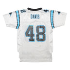 REEBOK Boys White & Blue 48 Davis NFL Football T-Shirt M Short Sleeve V-Neck