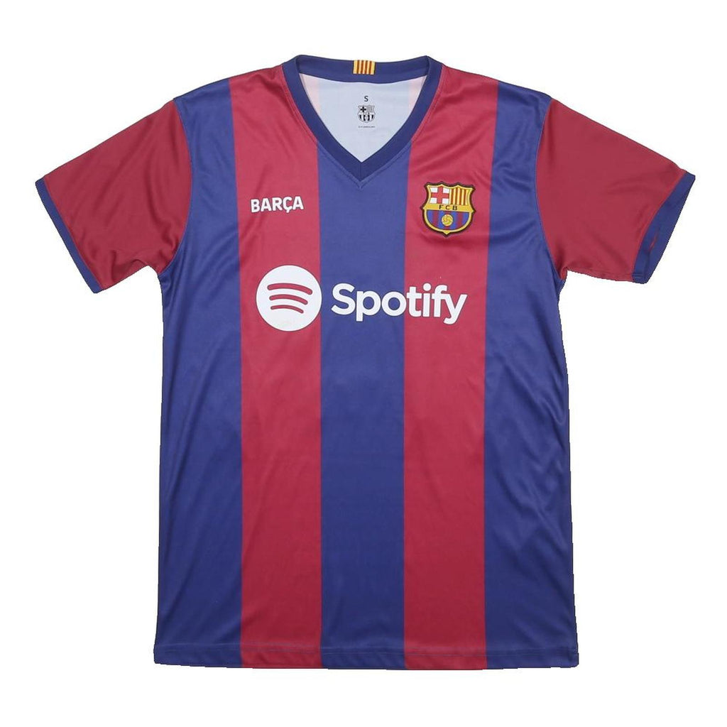 FCB Mens Blue & Maroon Football Shirt S Short Sleeve V-Neck Spotify Logo