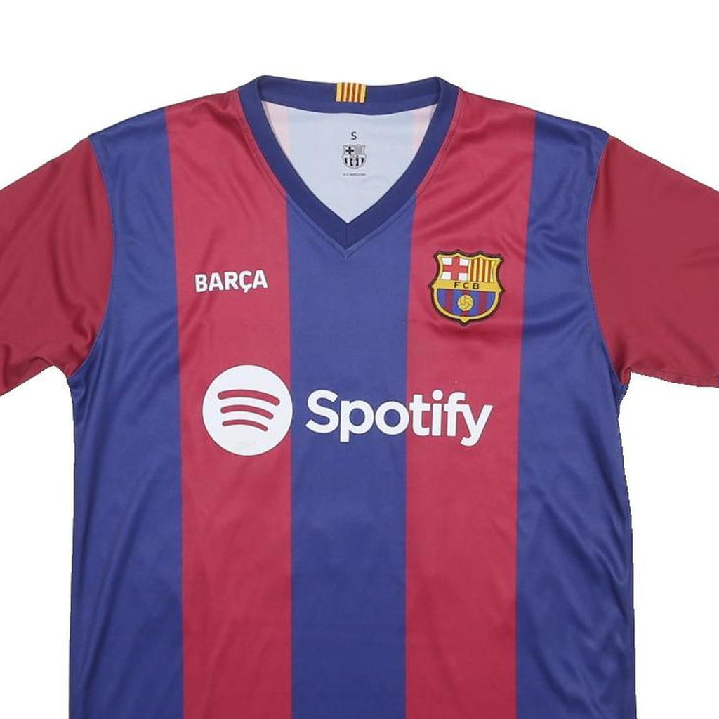 FCB Mens Blue & Maroon Football Shirt S Short Sleeve V-Neck Spotify Logo
