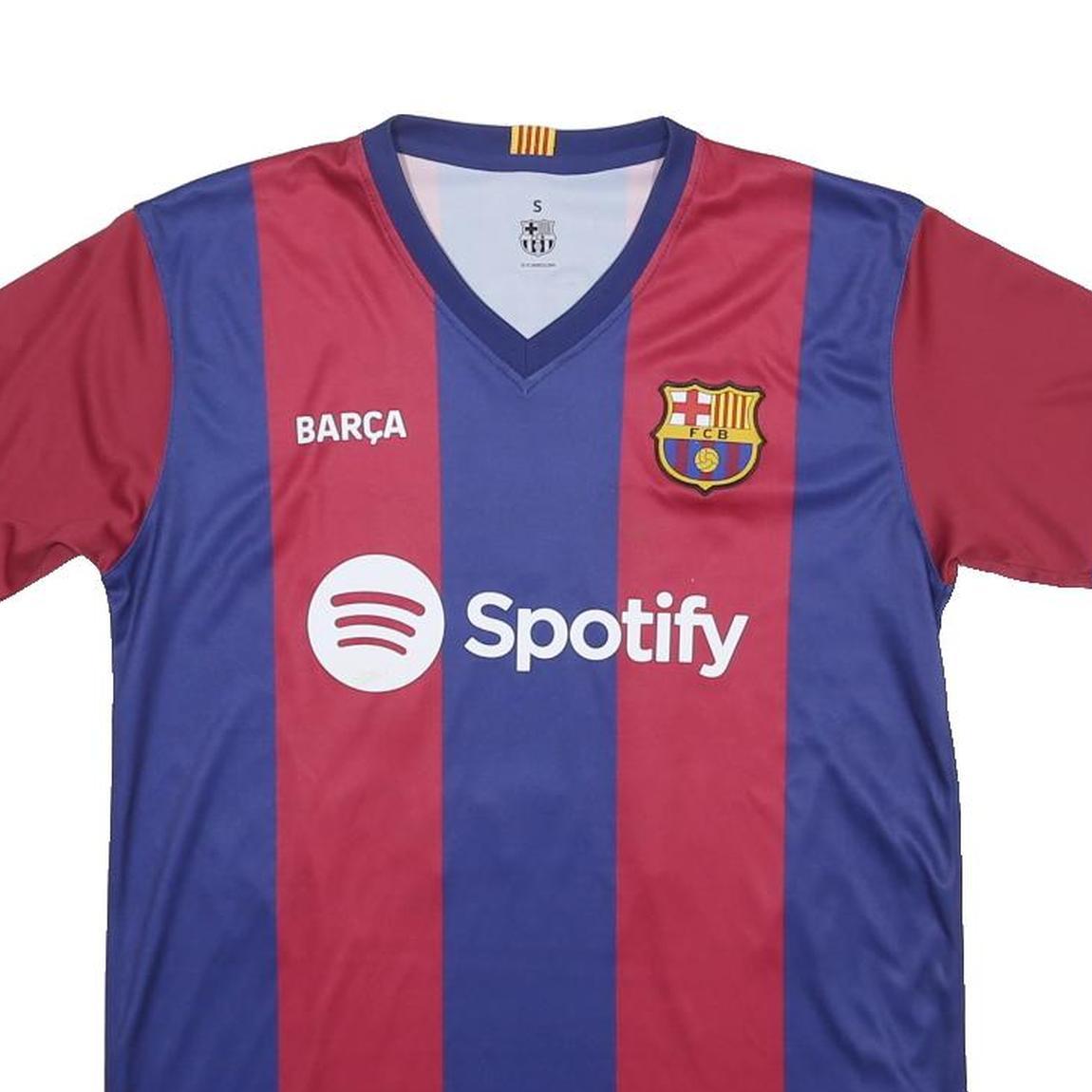 FCB Mens Blue & Maroon Football Shirt S Short Sleeve V-Neck Spotify Logo