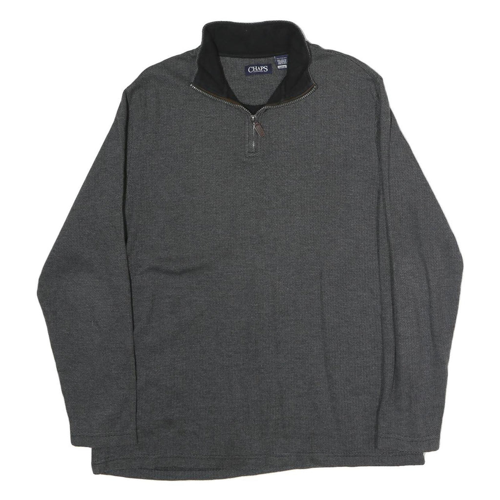 CHAPS Mens Grey 1/4 Zip XL Cotton Pullover Sweatshirt Casual