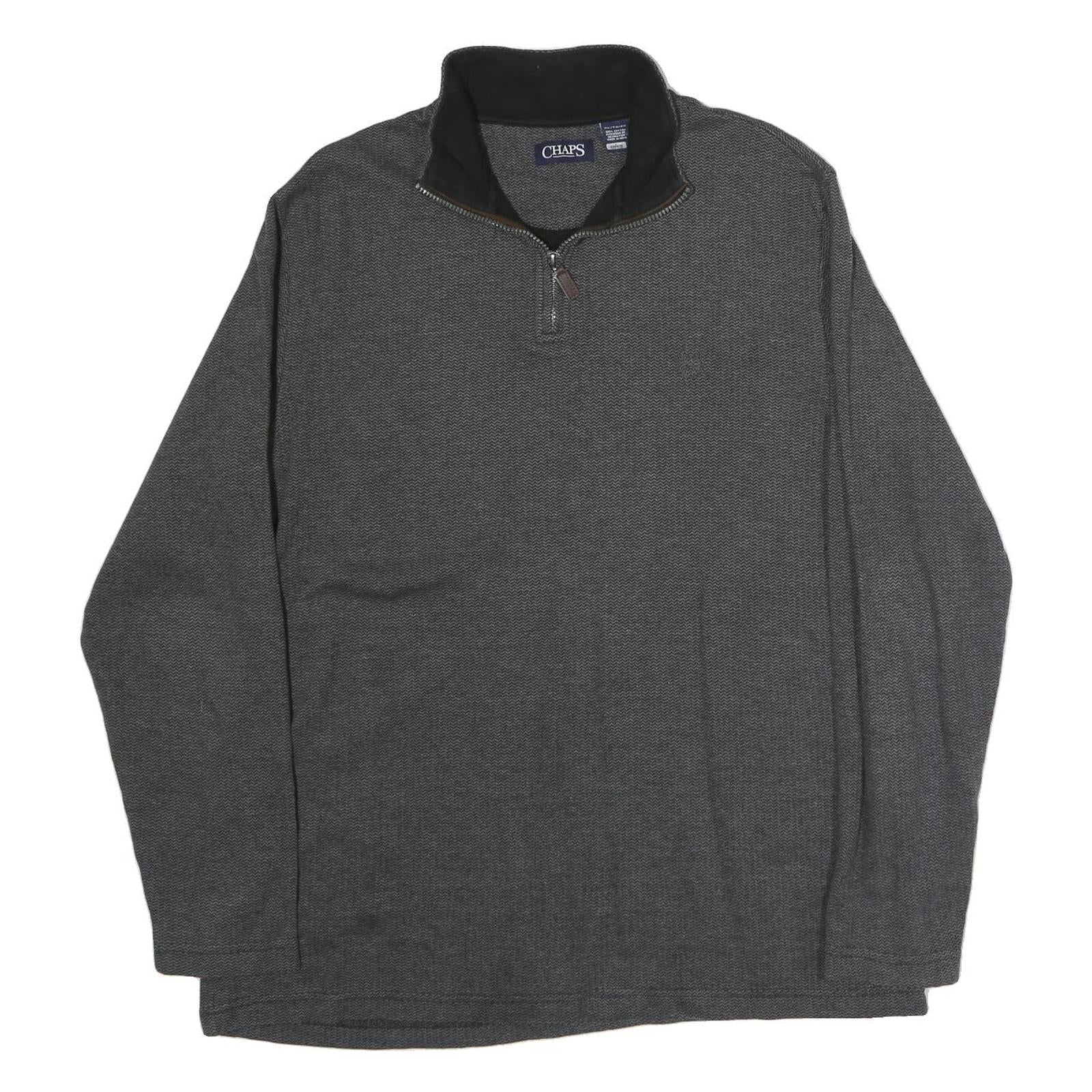 CHAPS Mens Grey 1/4 Zip XL Cotton Pullover Sweatshirt Casual