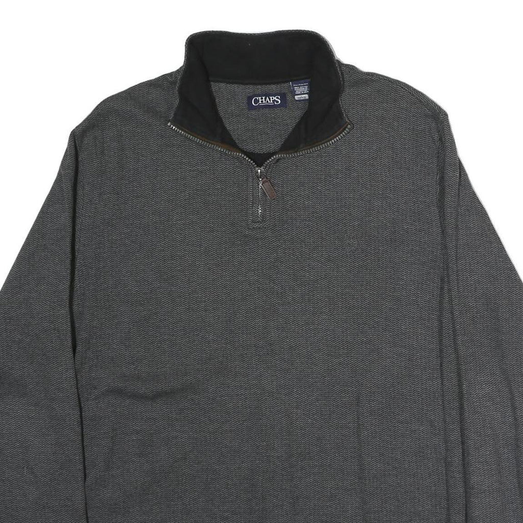 CHAPS Mens Grey 1/4 Zip XL Cotton Pullover Sweatshirt Casual