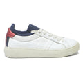 TOMMY HILFIGER Womens Lace-Up Trainers Leather White Navy Red UK 4.5 Casual