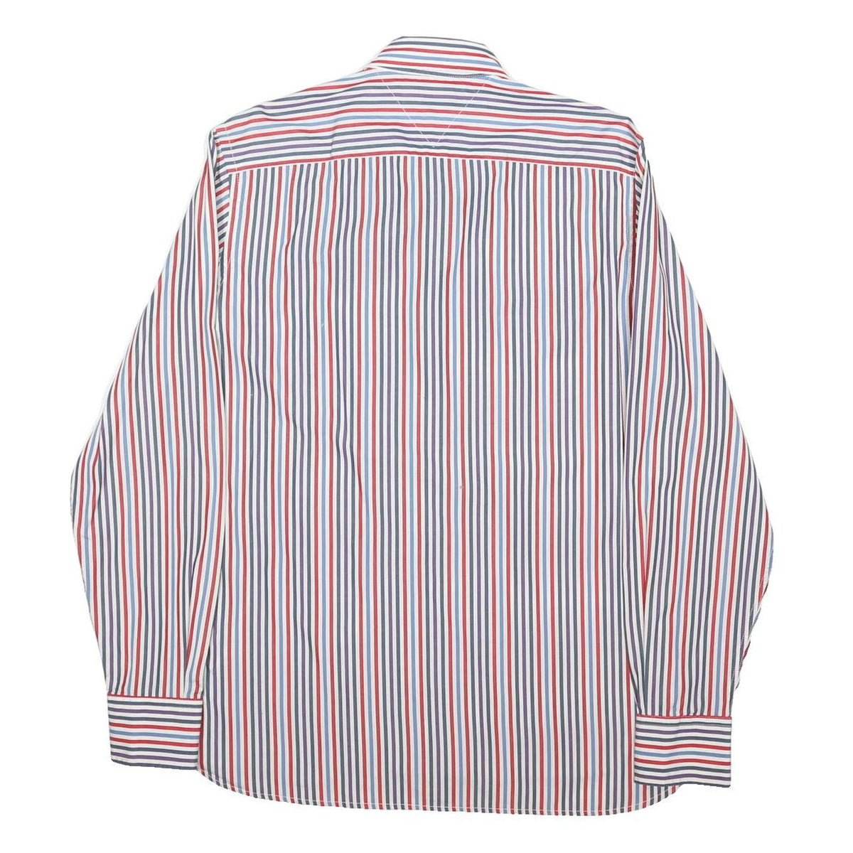 TOMMY HILFIGER Mens Blue & Red Striped Button-Down Shirt M Cotton Blend Long