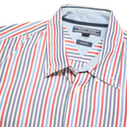 TOMMY HILFIGER Mens Blue & Red Striped Button-Down Shirt M Cotton Blend Long