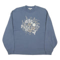 VANS Womens Blue Sweatshirt M Floral Print Crew Neck Long Sleeve Cotton Blend