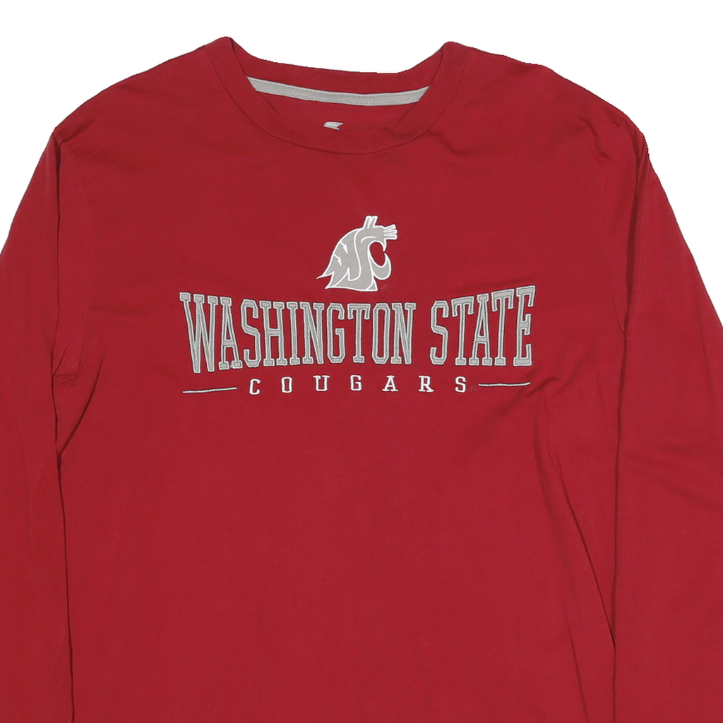 COLOSSEUM Mens Red Washington State Cougars Graphic T-Shirt L Long Sleeve Crew