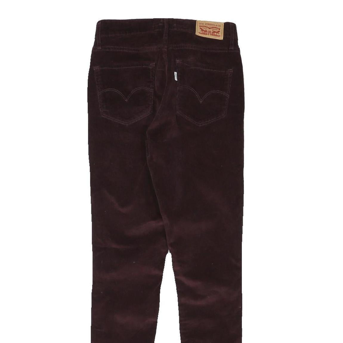 LEVI'S Womens Slim Brown Cotton Blend Trousers W25 L29 Button Closure Skinny Fit