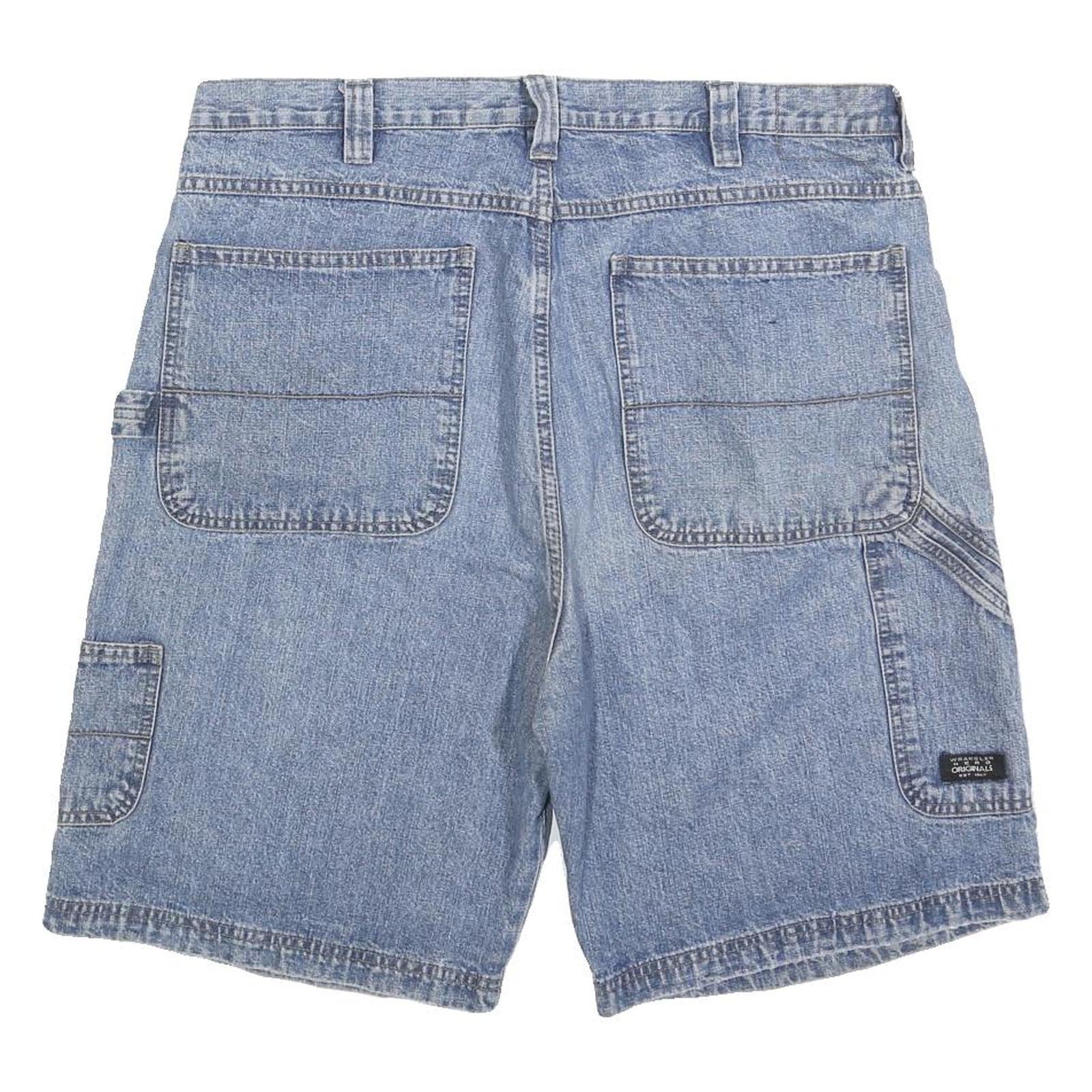 WRANGLER Mens Denim Blue Casual Shorts L W36 Carpenter Style Pockets