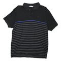 CALVIN KLEIN Mens Black & Grey Striped Short Sleeve Polo Shirt M Cotton Casual