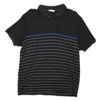 CALVIN KLEIN Mens Black & Grey Striped Short Sleeve Polo Shirt M Cotton Casual