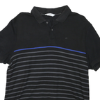CALVIN KLEIN Mens Black & Grey Striped Short Sleeve Polo Shirt M Cotton Casual