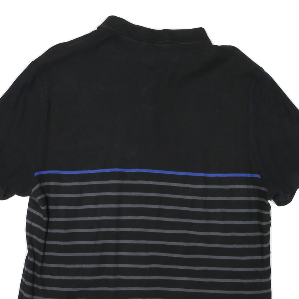 CALVIN KLEIN Mens Black & Grey Striped Short Sleeve Polo Shirt M Cotton Casual