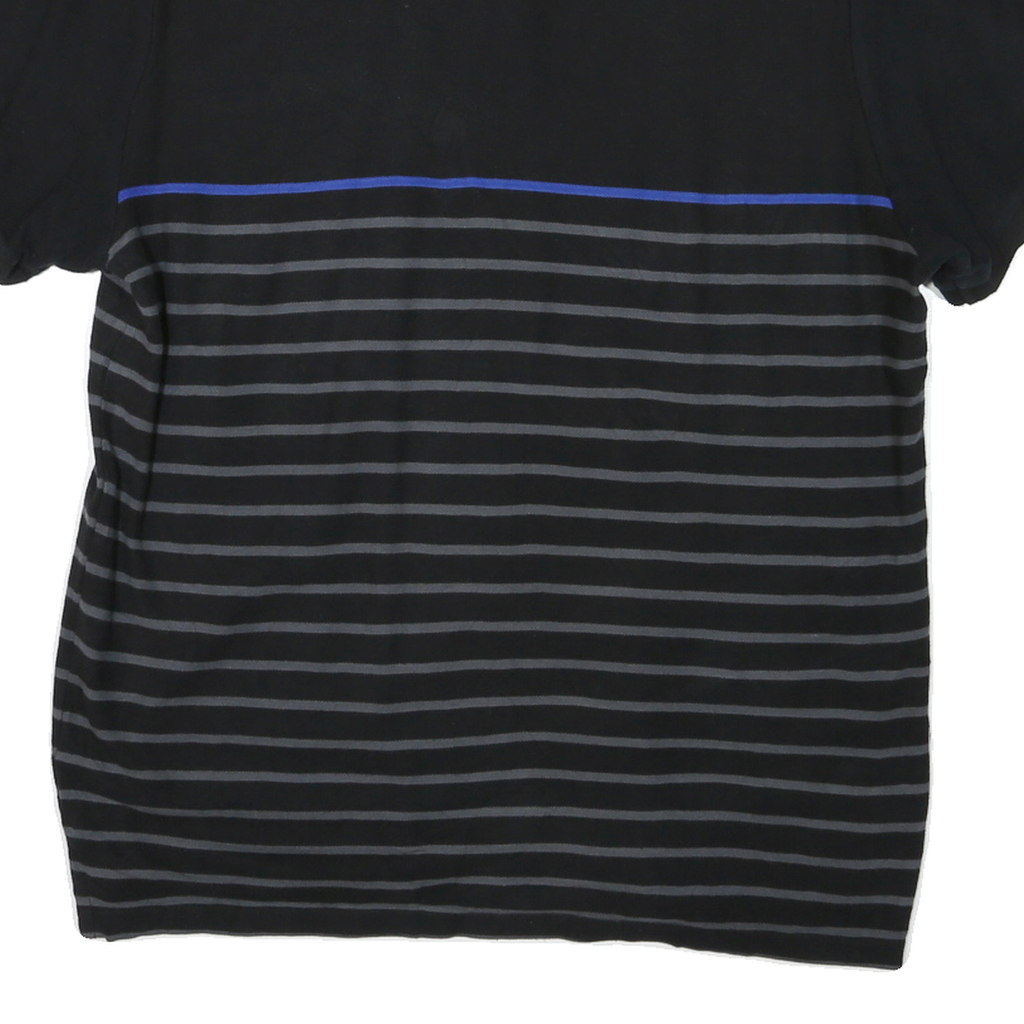 CALVIN KLEIN Mens Black & Grey Striped Short Sleeve Polo Shirt M Cotton Casual