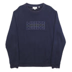 LACOSTE Mens Navy Sweatshirt XL Crew Neck Cotton Blend Pullover Logo Print