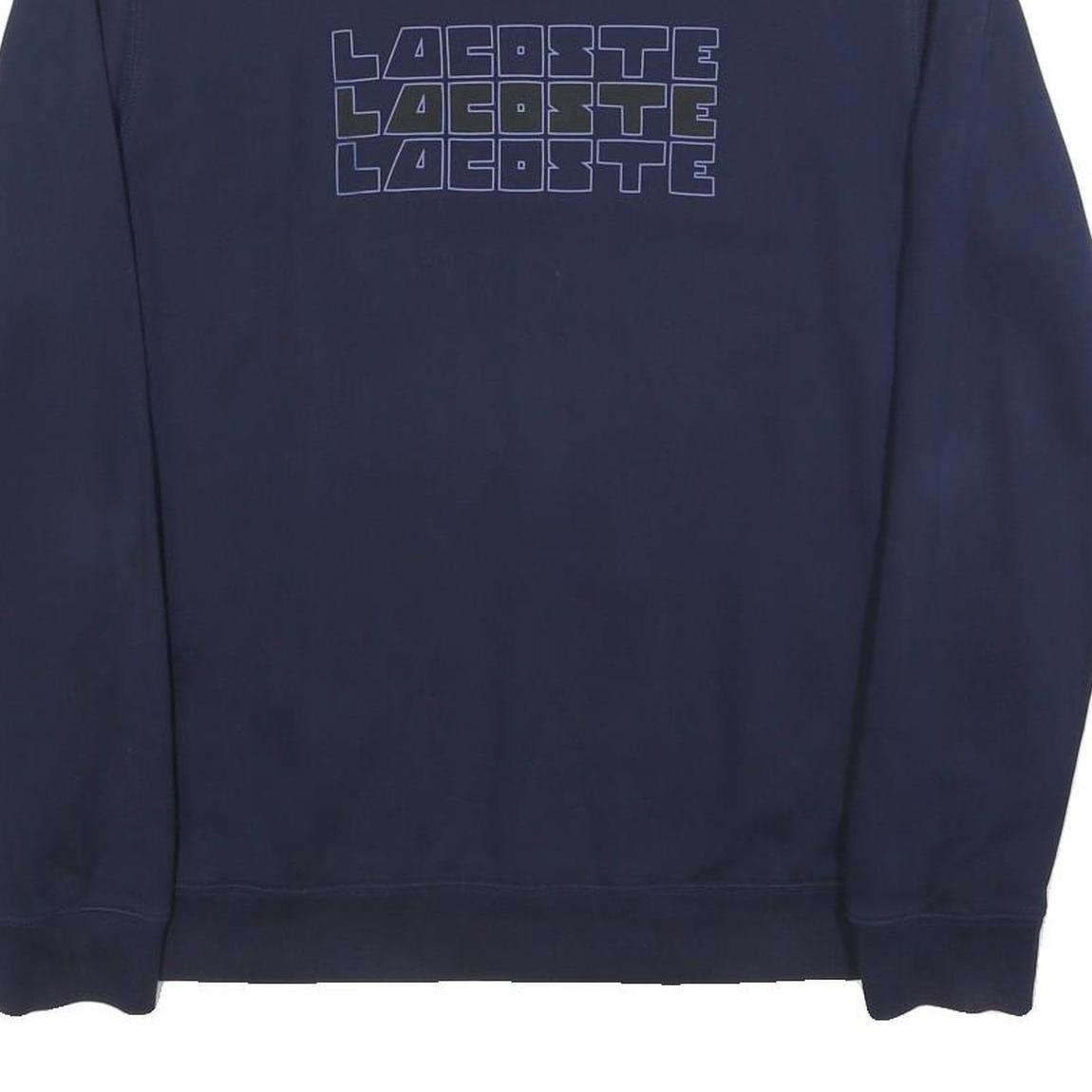 LACOSTE Mens Navy Sweatshirt XL Crew Neck Cotton Blend Pullover Logo Print