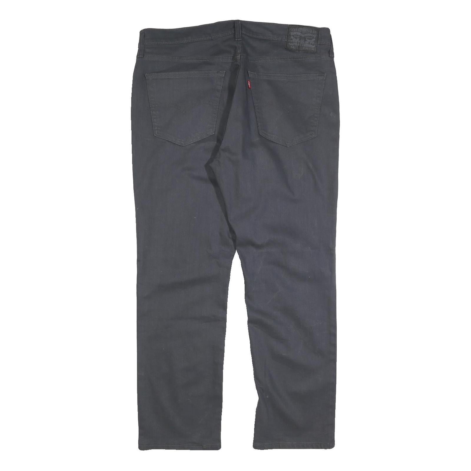 LEVI'S Mens Cotton Blend Black Regular Straight Trousers W36 L30 Classic Zip