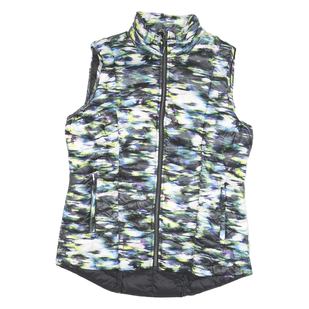 TANGERINE Mens Black & Green Printed Quilted Jacket L Polyester Blend Zip