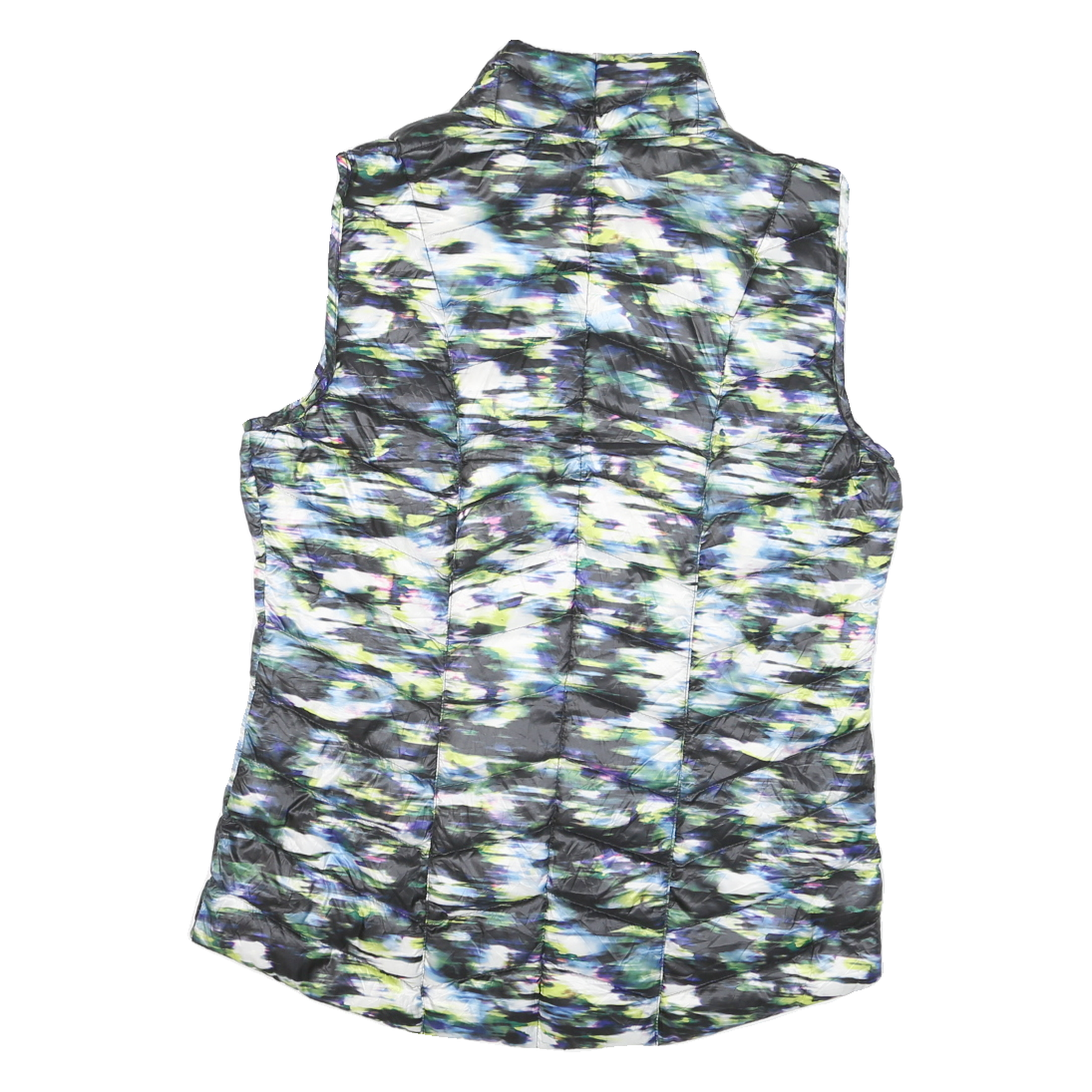 TANGERINE Mens Black & Green Printed Quilted Jacket L Polyester Blend Zip