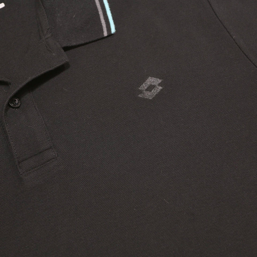 LOTTO Mens Black Polo Shirt L Cotton Blend Short Sleeve Sports Casual