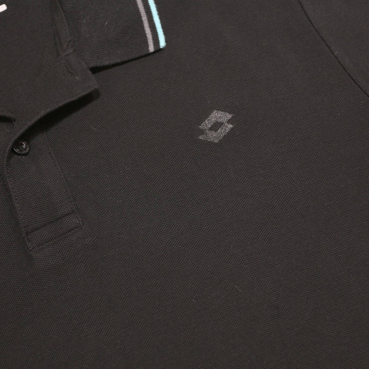 LOTTO Mens Black Polo Shirt L Cotton Blend Short Sleeve Sports Casual
