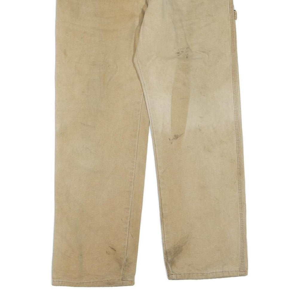 DICKIES Mens Regular Beige Cotton Blend Zip Trousers W32 L30 Workwear Casual