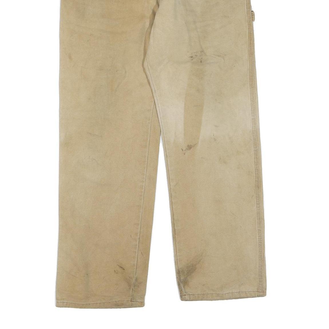 DICKIES Mens Regular Beige Cotton Blend Zip Trousers W32 L30 Workwear Casual