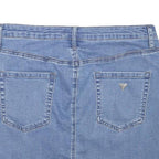GUESS Womens Blue Denim Mini Cotton Blend Skirt L Striped Side Detailing Casual