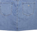 GUESS Womens Blue Denim Mini Cotton Blend Skirt L Striped Side Detailing Casual
