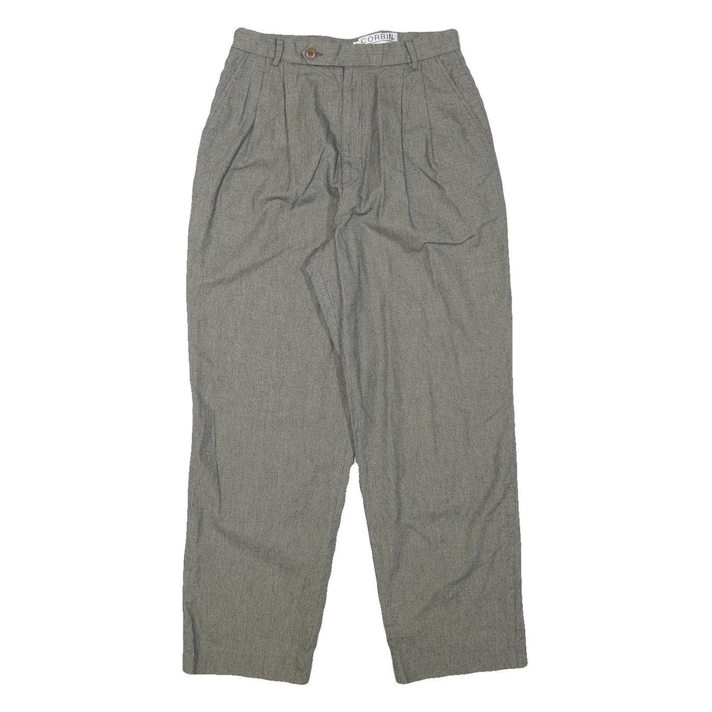 CORBIN Mens Cotton Blend Grey Relaxed Tapered Trousers W28 L27 Classic Casual