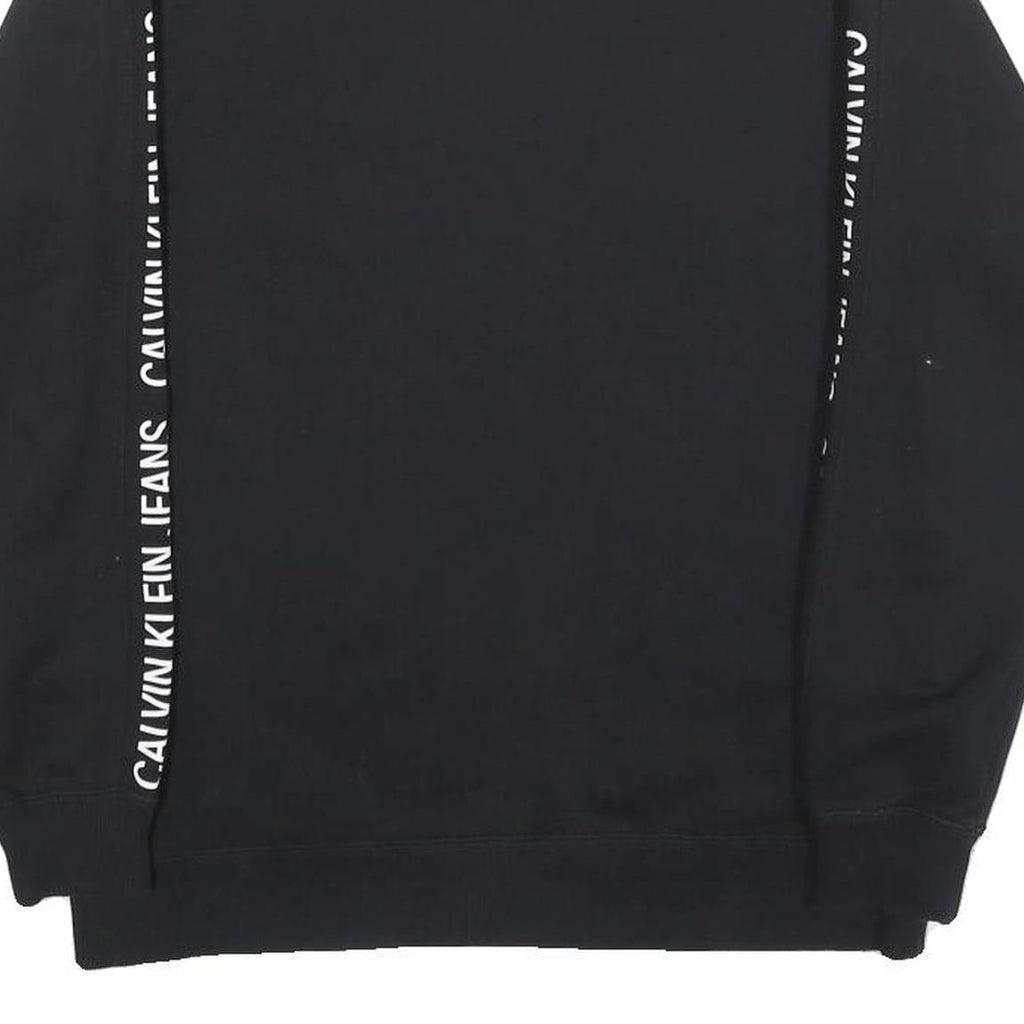 CALVIN KLEIN JEANS Womens Black Sweatshirt Crew Neck XS Logo Tape Detail