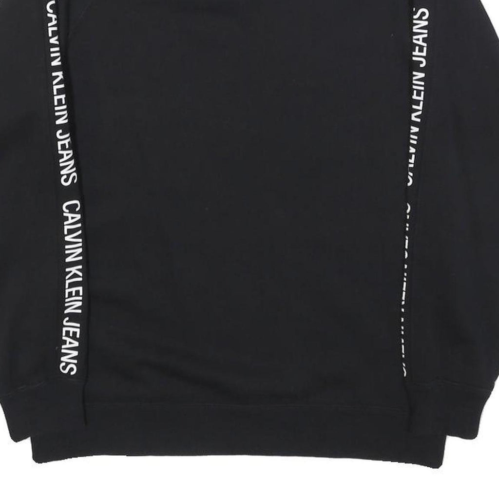 CALVIN KLEIN JEANS Womens Black Sweatshirt Crew Neck XS Logo Tape Detail