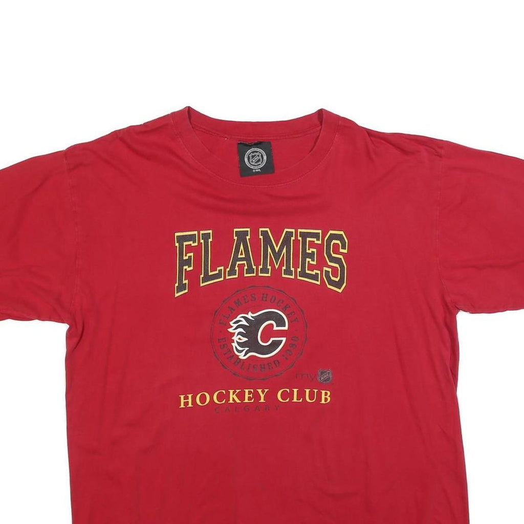 NHL Mens Red Flames Graphic T-Shirt XL Short Sleeve Crew Neck Hockey Club