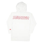 STARTER Mens White Hoodie M Red Logo Cotton Blend Pullover Casual Sport
