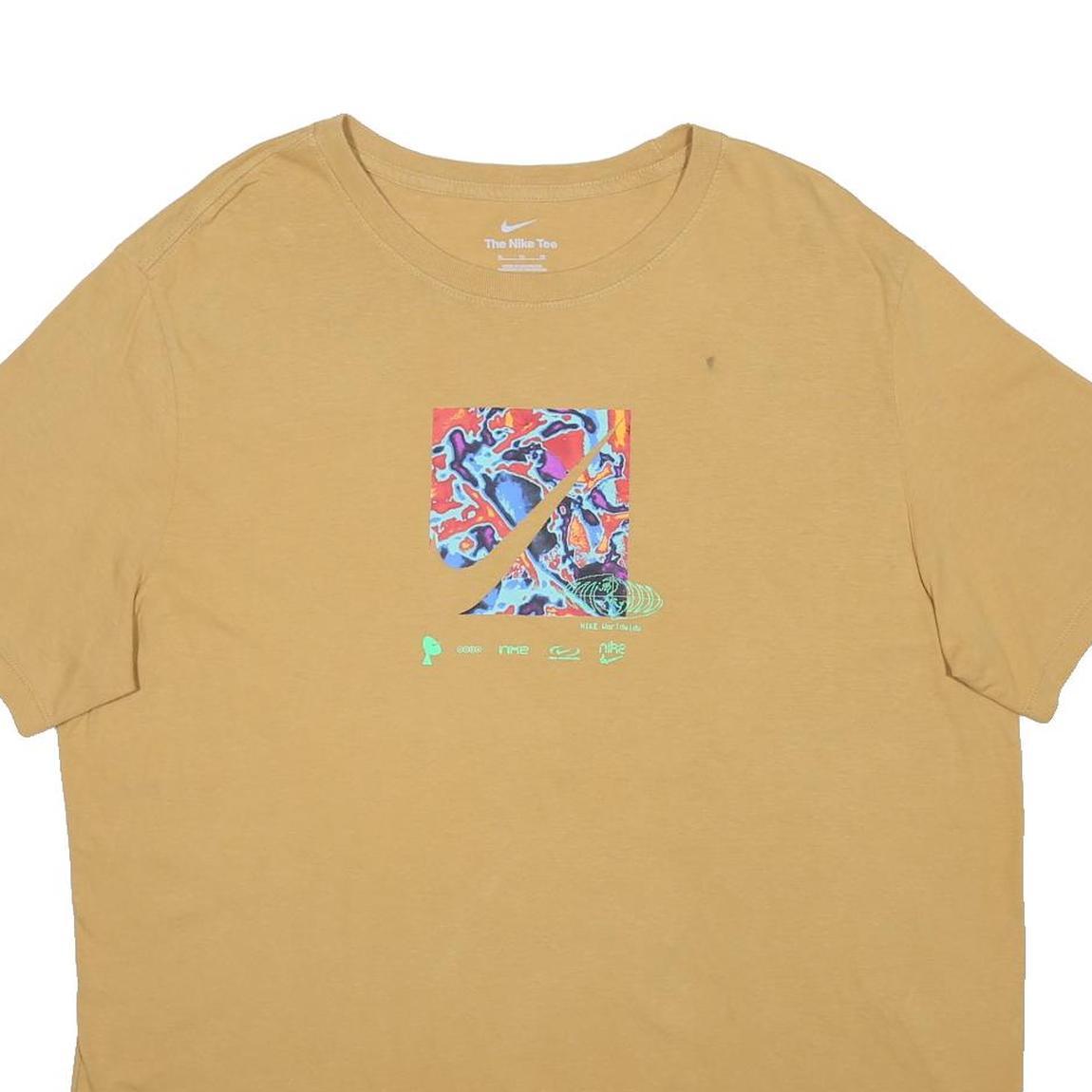 NIKE Mens Beige Graphic T-Shirt XL Short Sleeve Crew Neck Swoosh Logo