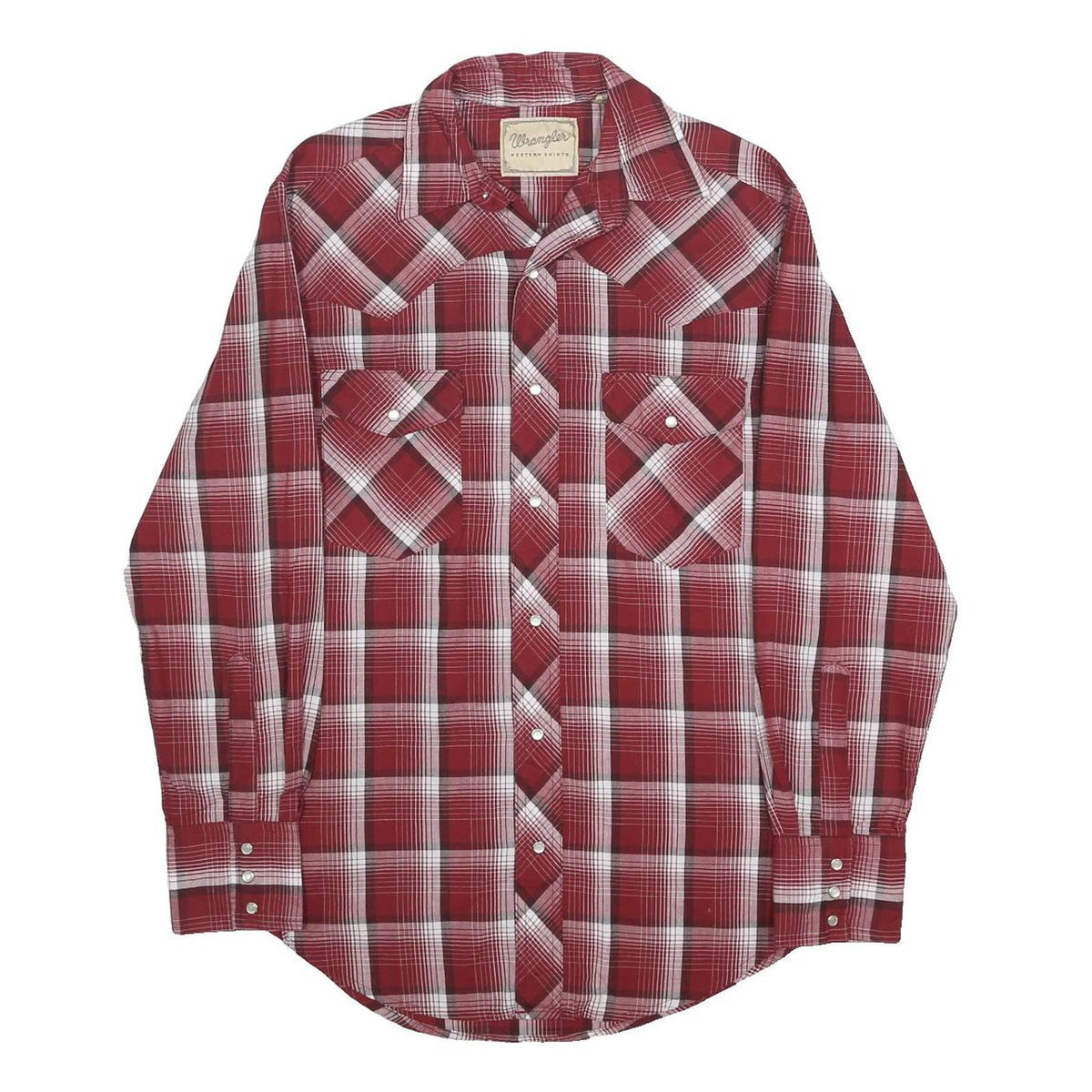 WRANGLER Mens Red & White Check Western Shirt S Classic Casual Cotton Blend