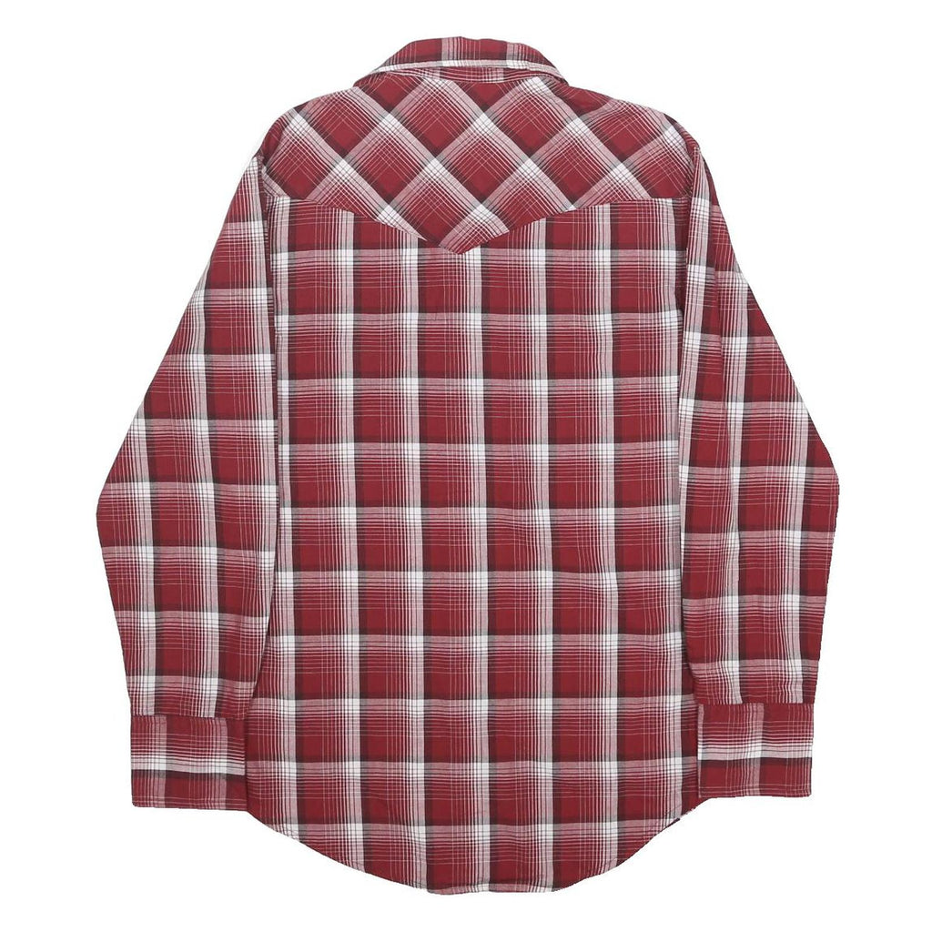 WRANGLER Mens Red & White Check Western Shirt S Classic Casual Cotton Blend