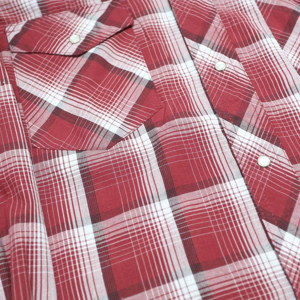 WRANGLER Mens Red & White Check Western Shirt S Classic Casual Cotton Blend